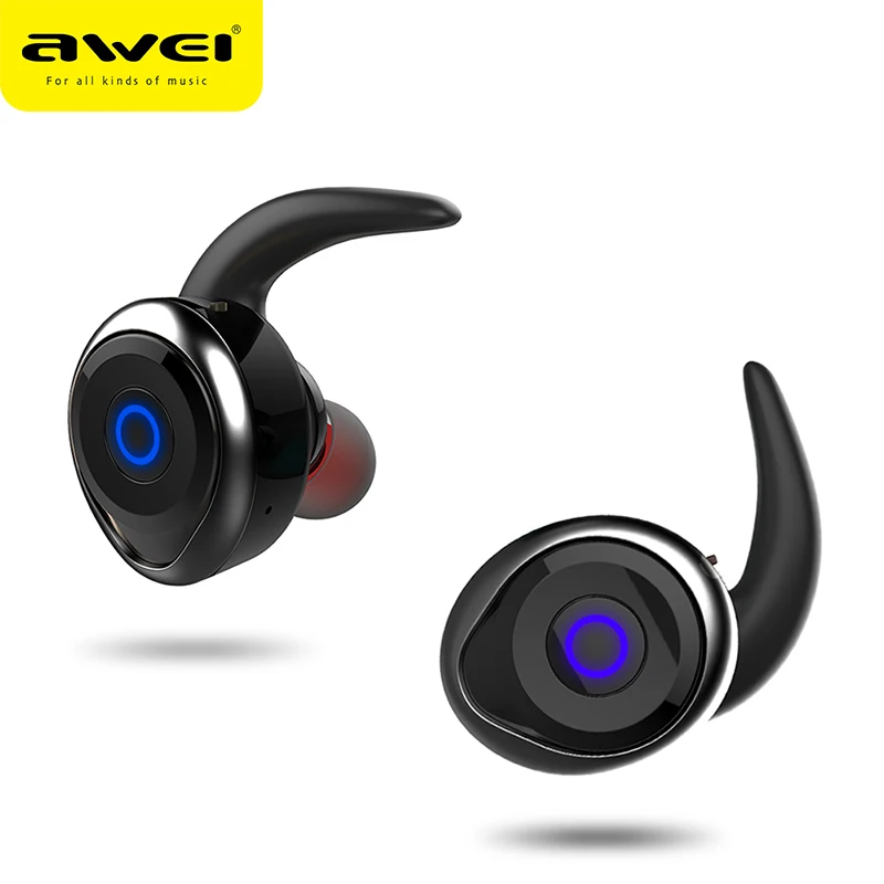 AWEI T1 TWS Bluetooth наушники настоящие Беспроводные наушники с микрофоном стерео мини гарнитура для телефона с микрофоном