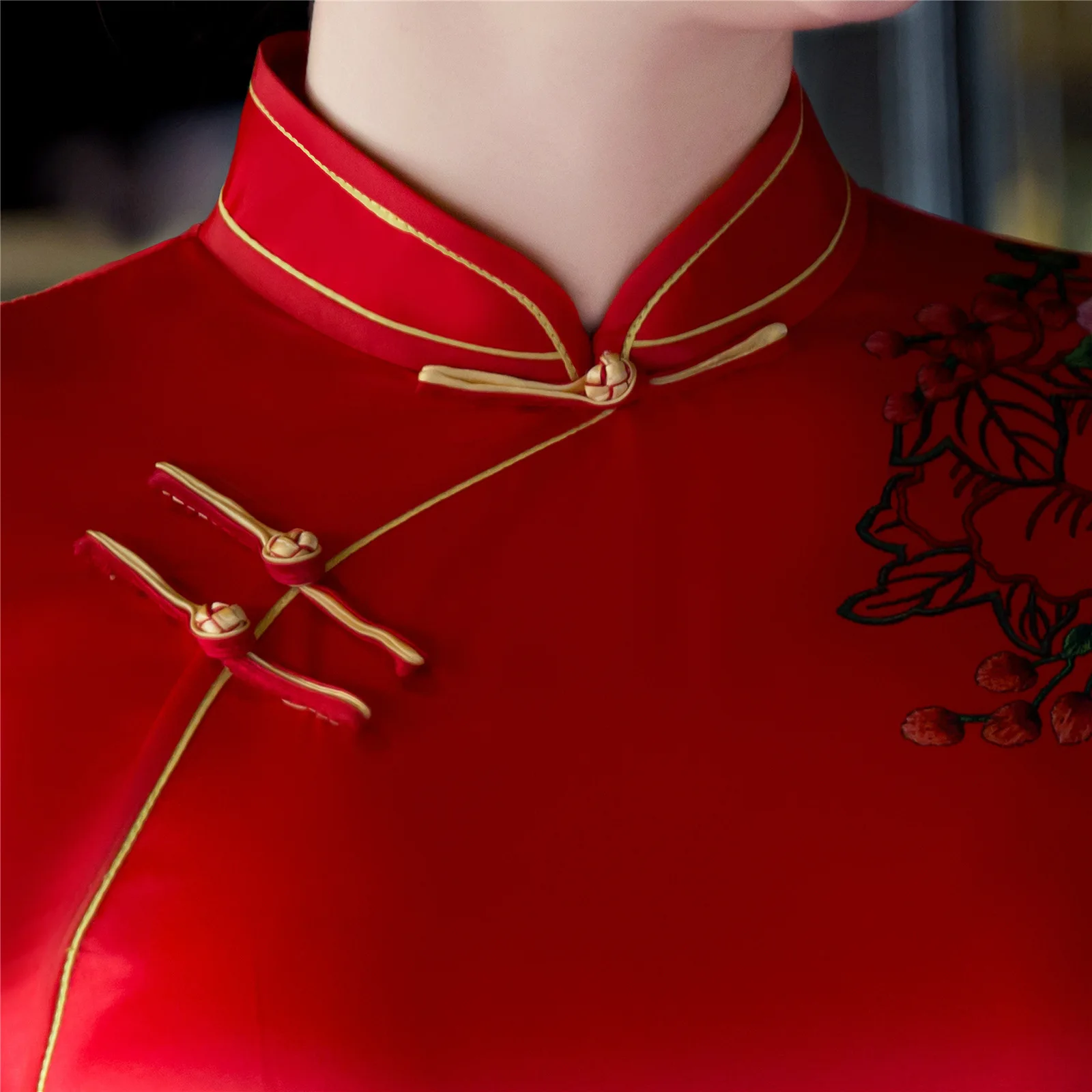 Женское традиционное красное платье Ципао китайское с рукавом для женщин