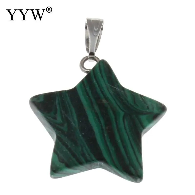 malachite YYW подвески из натурального камня, кварца, ювелирные изделия, сделай сам, звезда, болтается, малахит, авантюрин, морской опал, роза, фиолетовый кристалл, камень, подвески - Окраска металла: malachite