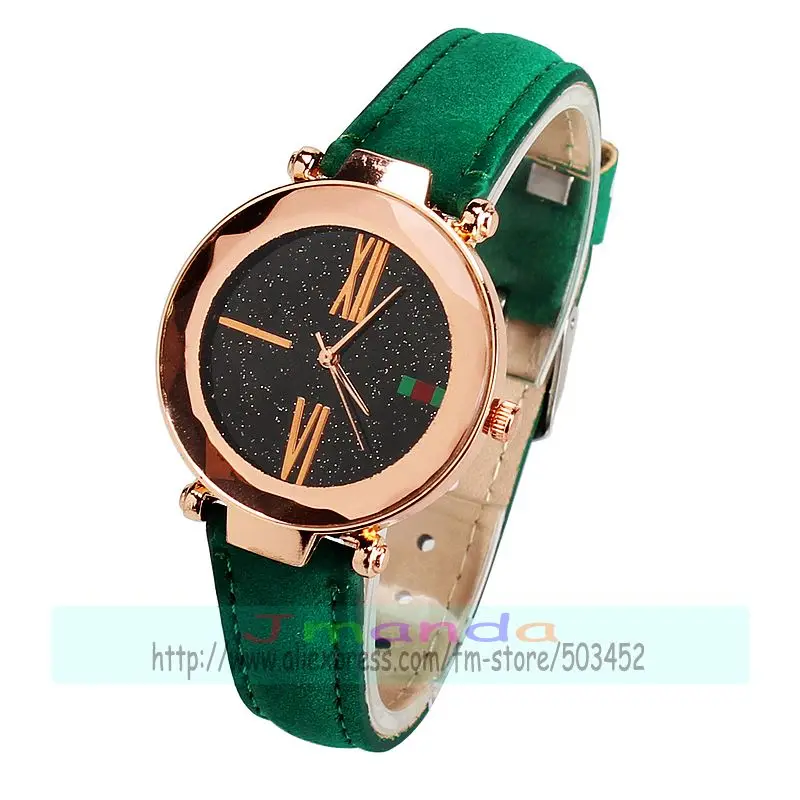 100 шт./лот модные роскошные женские часы с римским номером кожаные ремешком