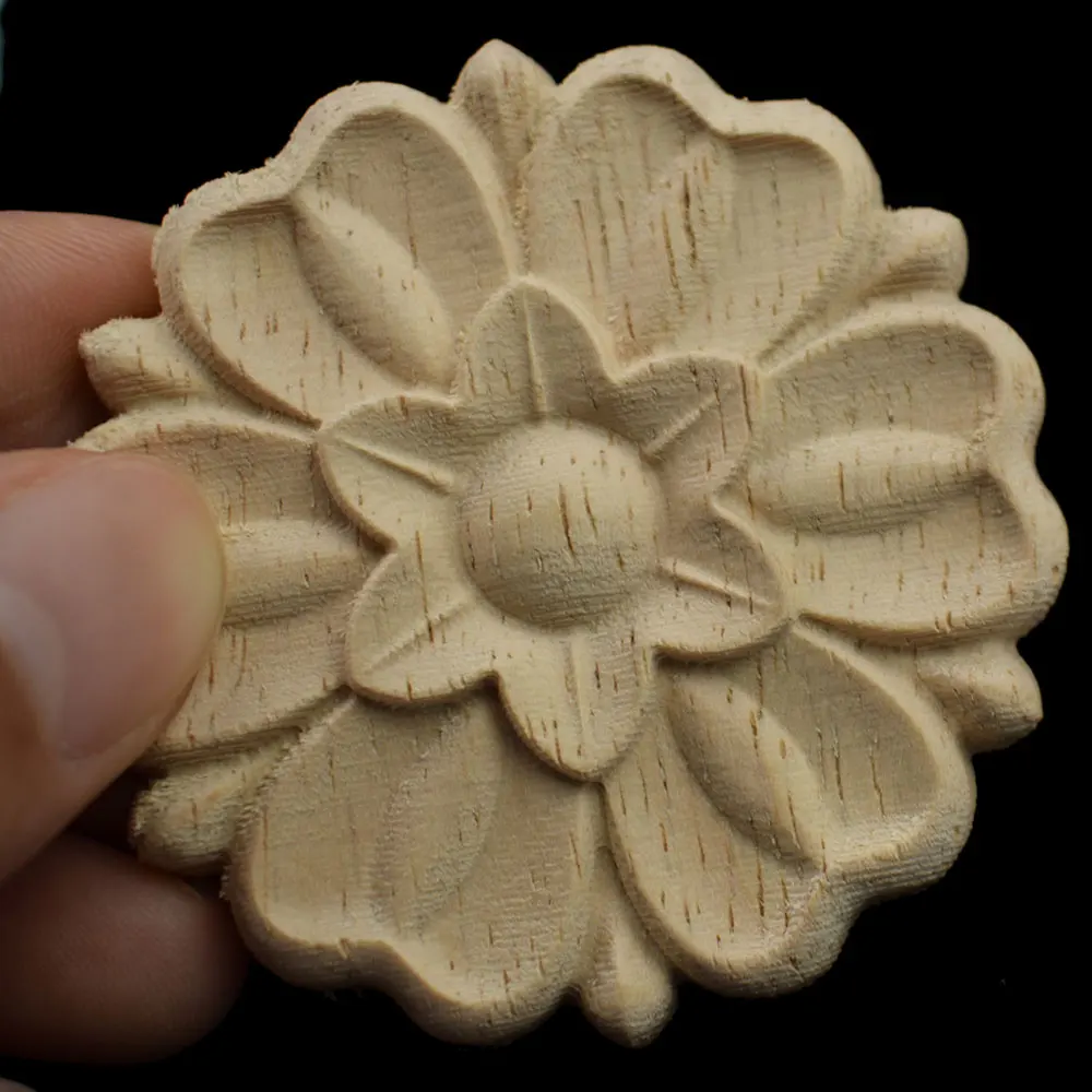 Винтажный Неокрашенная древесина резной уголок Onlay аппликация рама для домашней