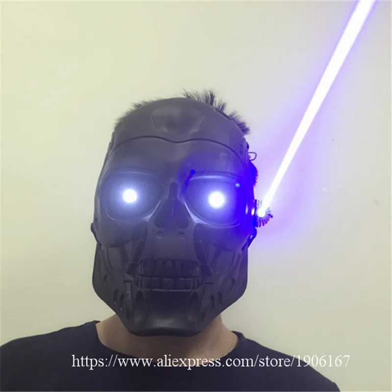 Led Luminous Blue Laser Halloween Ghosts Mask Illuminate Stage Performance Headwear Laserman Party Masquerade Masks | Дом и сад