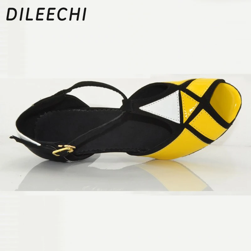 Женские туфли для латиноамериканских танцев DILEECHI желтые вечерние из