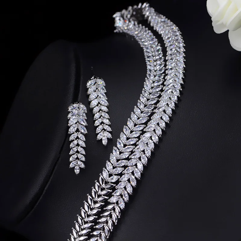 CWWZircons Marquise Cut красочные кубические камни циркония свадебный круглый чокер ожерелье серьги набор для женщин Свадебные ювелирные изделия T074