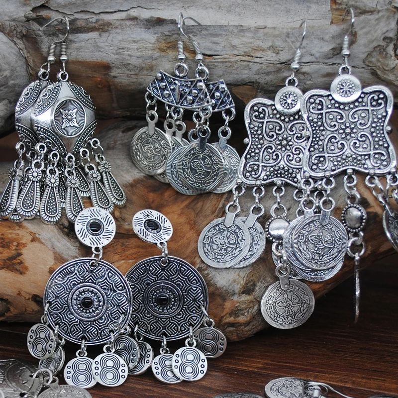 Yumfeel богемный Винтаж Серебряные серьги металлические монеты Для женщин Jewelry