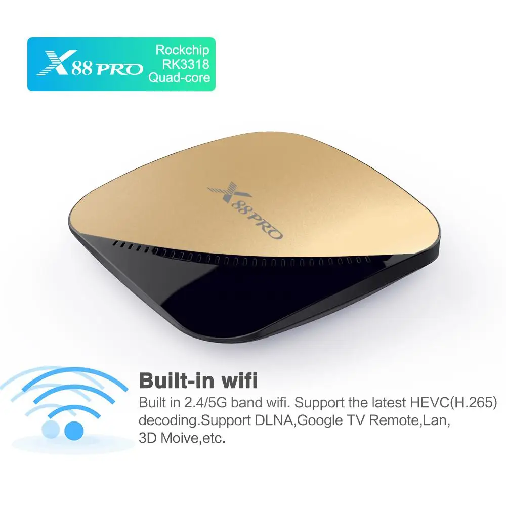 BEESCLOVER X88 PRO Android 9,0 ТВ приставка Rockchip RK3318 4 ядра 2,4G и 5G Wifi 4K HDR приставка USB 3,0 Поддержка 3D кино золото r25