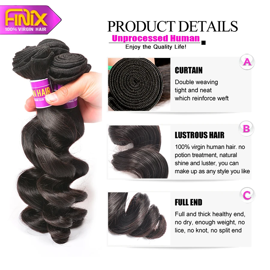 Kbl Indian Virgin Hair Loose Wave 3pcs 100% Human Weaving Curly More Wavy |