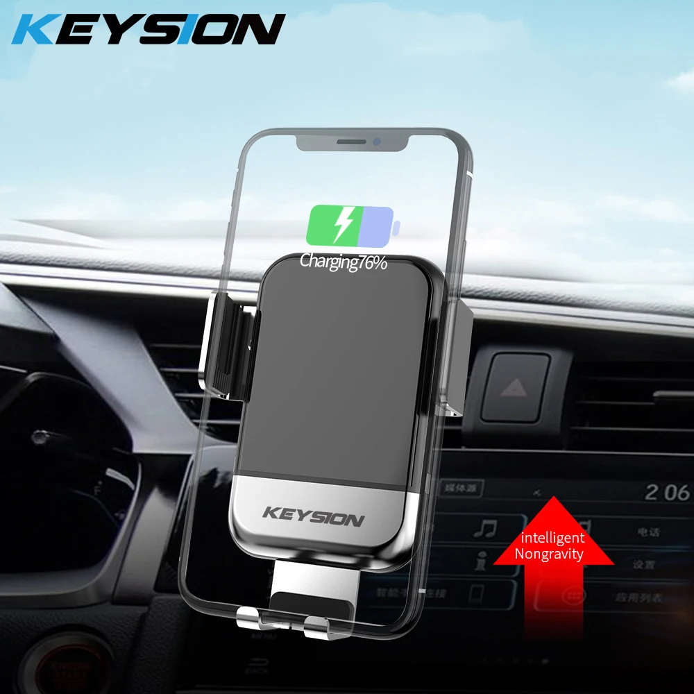 KEYSION Автомобильный держатель для телефона для iPhone интеллектуальный инфракрасный датчик Qi автомобильное беспроводное зарядное устройство Держатель для мобильного телефона