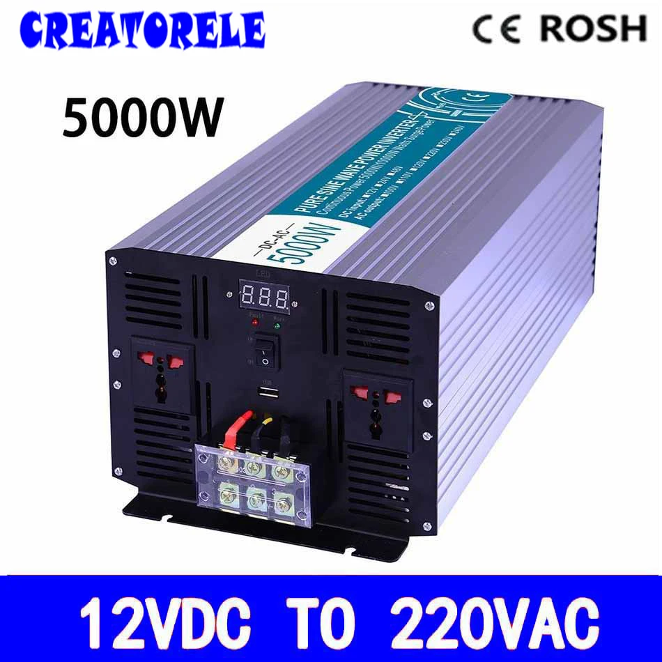 

P5000-122 5000w inverter pure sine wave 12v to 220v voltage converter,solar inverter LED Display inversor