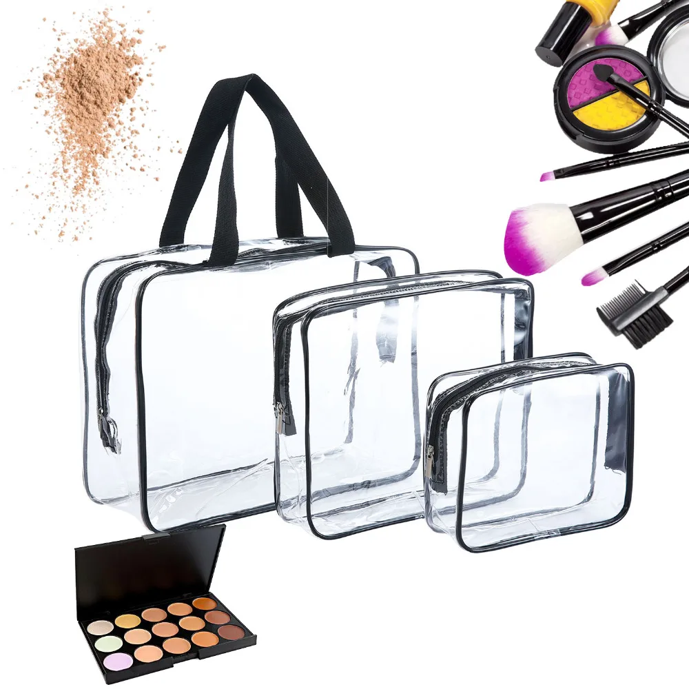 3 шт./набор Водонепроницаемый ПВХ прозрачный макияж косметички органайзер для