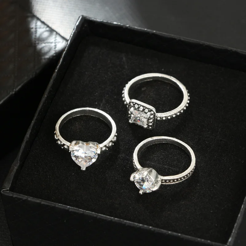 Silver Star Moon Rings Set for Women Girl Geometric Open Knuckle Midi 4pcs/1set | Украшения и аксессуары