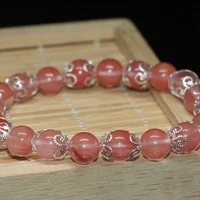 fashion factory outlet special design pink watermelon crystal bracelets 8mm round beads jewelry 7 5inch b2174