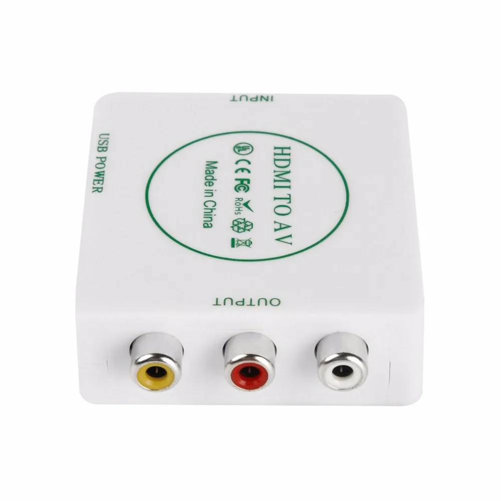 HDMI to AV CVBS Video Audio Signal Converter Adapter For TV VHS VCR DVD Support Standard NTSC PAL Formats Output White |