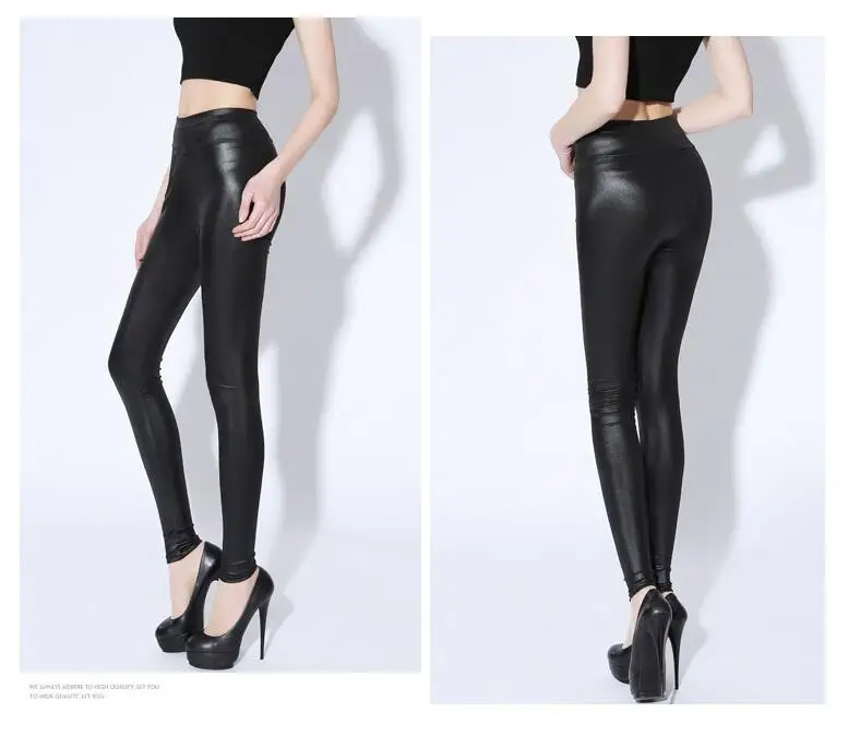 2019Donna 5XL размера плюс женские леггинсы черные леггинсы из искусственной кожи с высокой талией Эластичные Обтягивающие Брюки из эластичного материала K119S