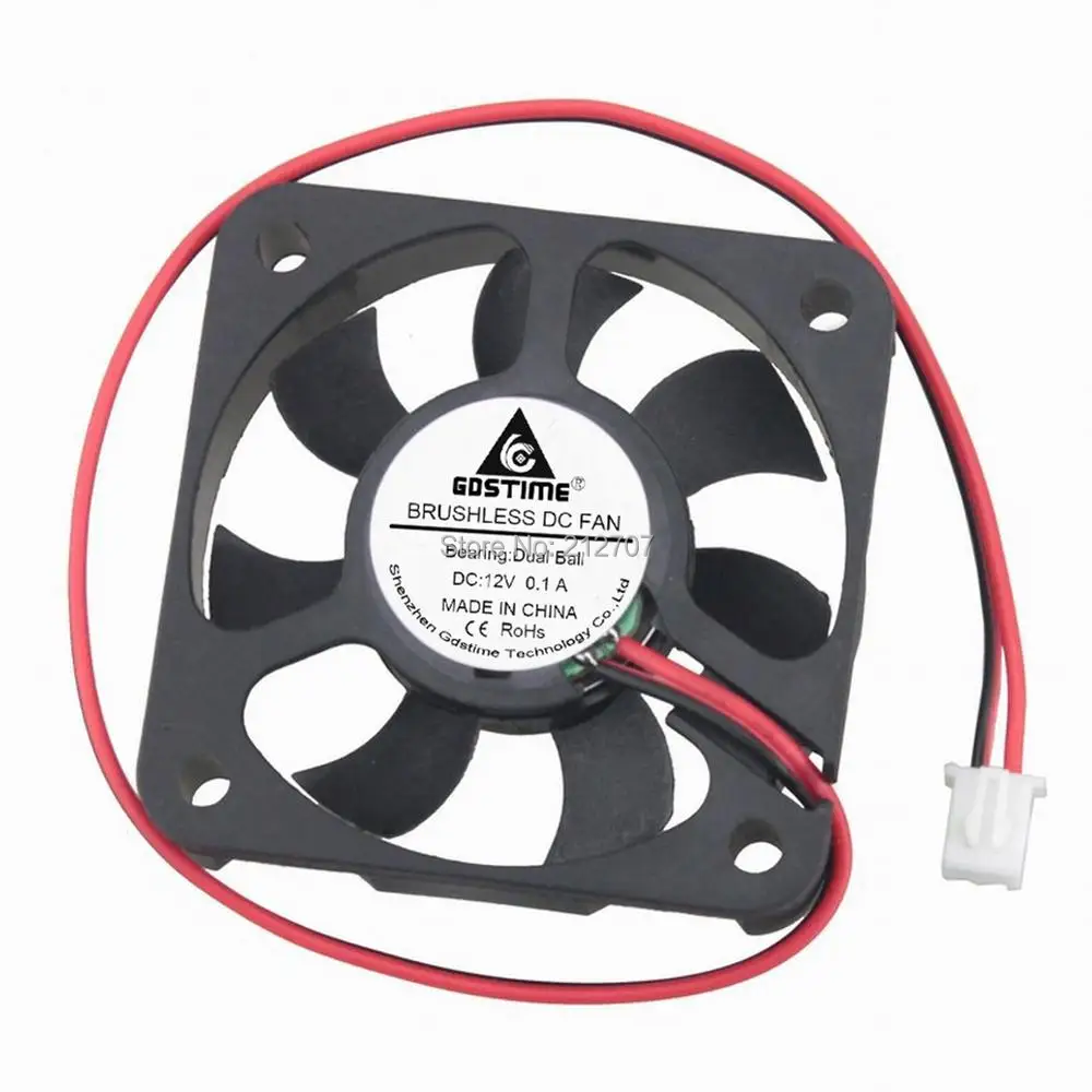 2 шт. Gdstime DC 12 В 2Pin 5 см 50 мм 50x50x10 5010 Бесщеточный вентилятор охлаждения постоянного