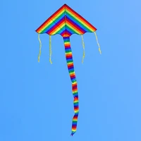 free shipping 10pcslot large rainbow kites flying delta kites line ripstop nylon kites toys for children parafoil resin rod new