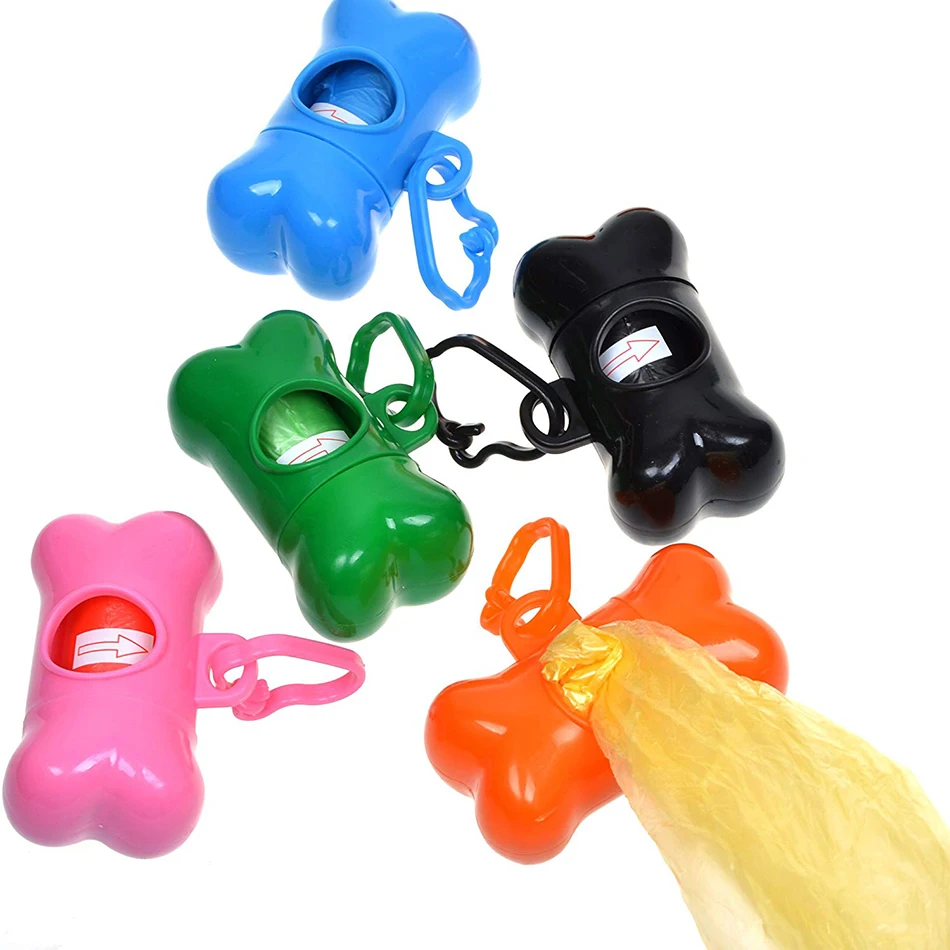 Pet Disposal Waste Bag Dispenser For Dog Poop Bags Bone Shape Plastic Pet Small Dog Outdoor Waste Poop Bag Dispenser