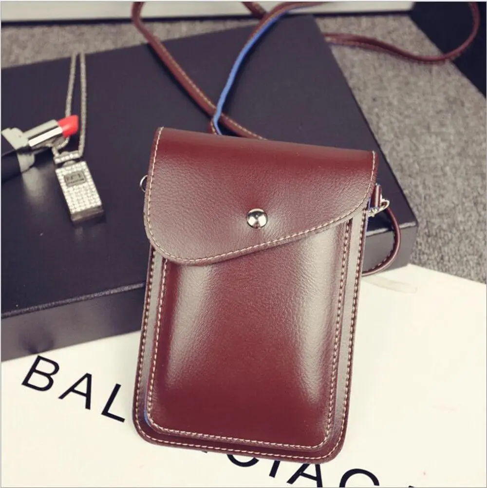 Сумка для телефона из искусственной кожи наплечный карман кошелек чехол шейный