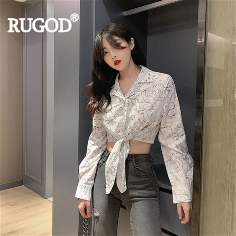 Женская короткая блузка RUGOD модная пикантная Повседневная кружевная белая с