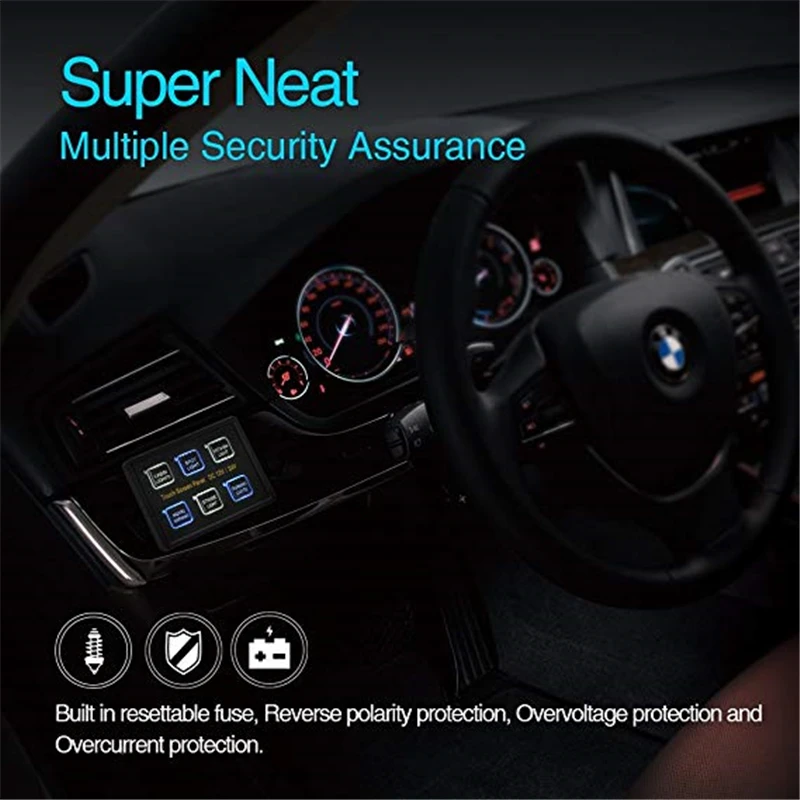 MICTUNING, 6 в 1, сенсорный экран, переключатель, панель, DC12-24V, 6 банд, светодиодный, тонкий, сенсорный, панель управления, коробка для автомобиля, морской лодки, караван