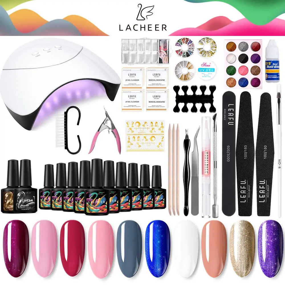 Lacheer 37 шт./лот 36 Вт Z3 Сушилка для ногтей набор инструментов 48 цветов УФ-гель с