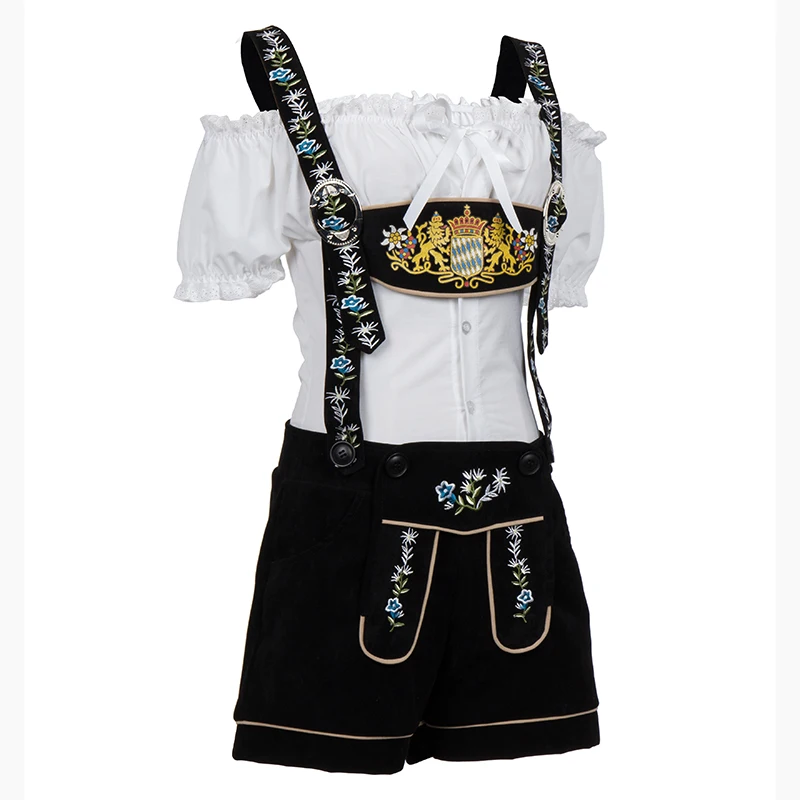 Женская пикантная белая рубашка с подтяжками Lederhosen на Октоберфест пивной костюм