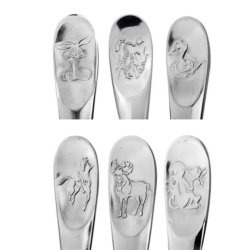 Новинка 12 шт. посуда из нержавеющей стали в китайском стиле с животным дизайном