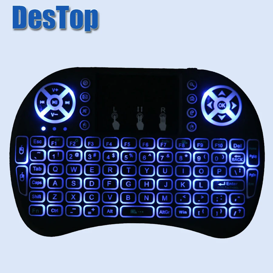 20pcs Original i8 English Russian 2.4GHz Wireless backlight mini Keyboard 3 color Touchpad mouse Android TV BOX Mini PC | Электроника