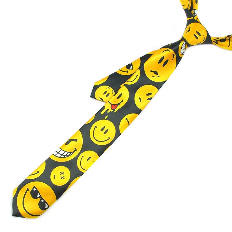Novelty Smile Face 5cm/2inch wide 2 Fashion expression Party ties Polyester Woven Classic Men`s Neck Ties | Аксессуары для одежды