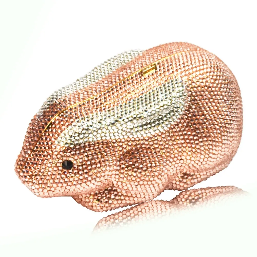 

champagne/green/pink/gold color Women cute rabbit charm bag girl lady Crystal Clutch Evening Bags Wedding purse Diamond handbag