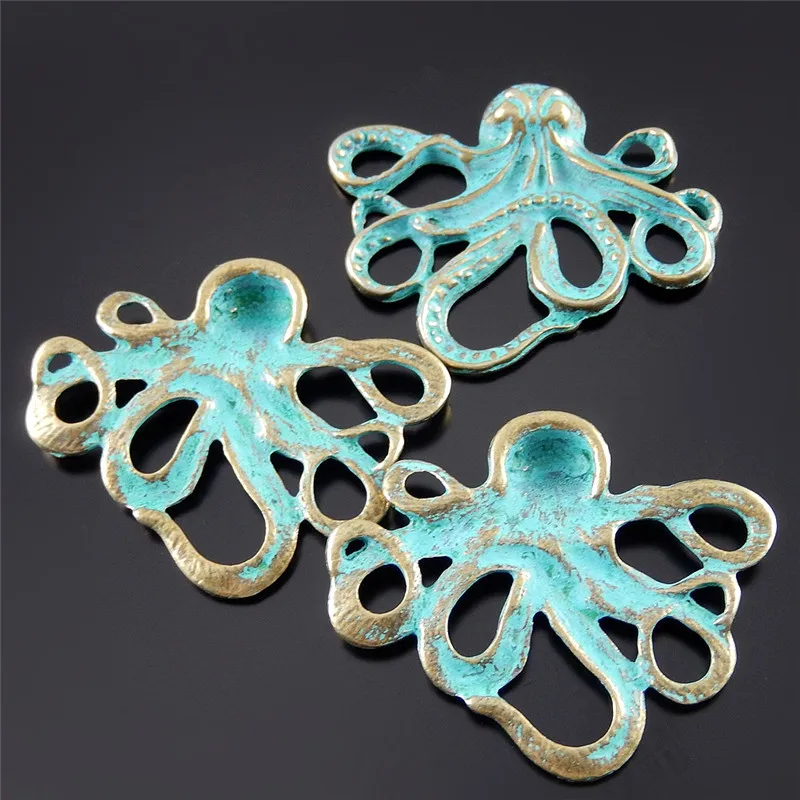 (10Piece)Man Punk Vintage Alloy Squid Necklace Pendant Animal Bracelet Charms 43*25mm Bag Hanger Jewelry Handmade Crafts 52077 | Украшения