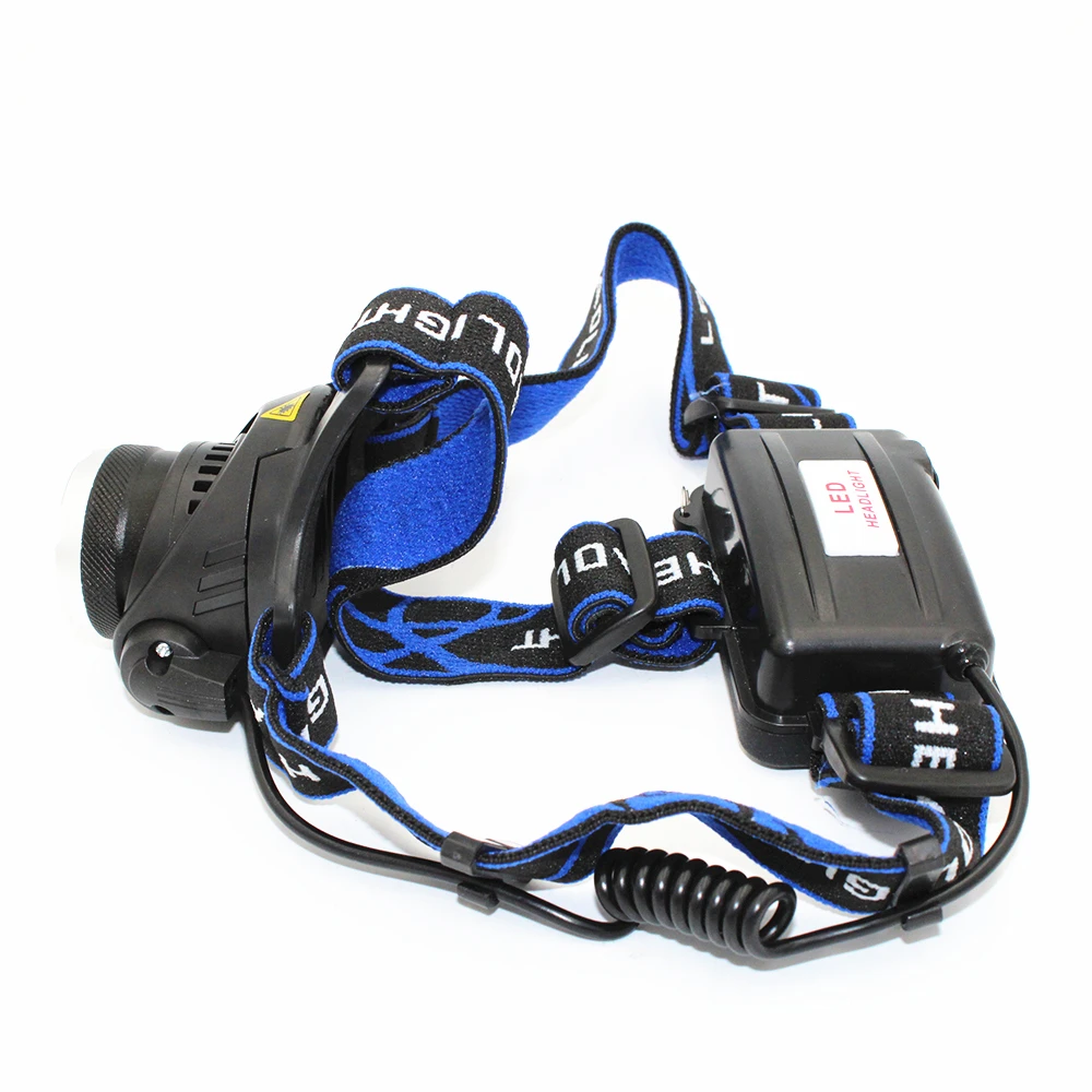 Светодиодный налобный фонарь xmL t6 водонепроницаемый с зумом аккумулятором 18650