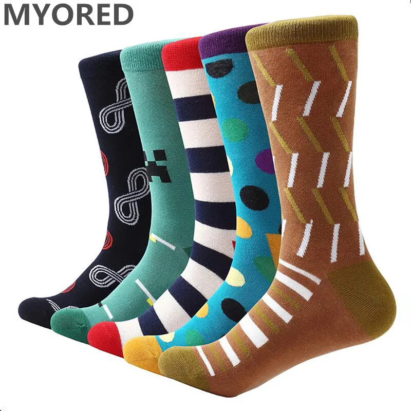 MYORED 5 пара/лот мужские платье Носки хлопок Красочные забавные Новинка человек