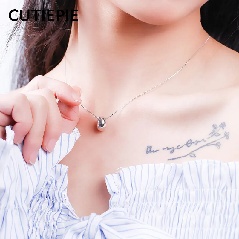 CUTIEPIE Новый настоящий 925 пробы Серебряный счастливый круг ожерелье s для женщин