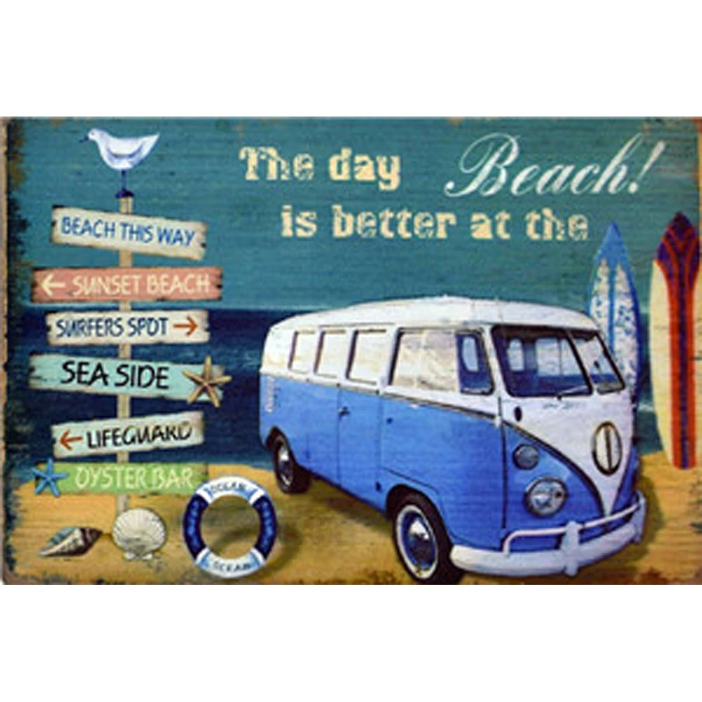 Металлическая пластина с винтажным рисунком для автомобиля оловянные настенные