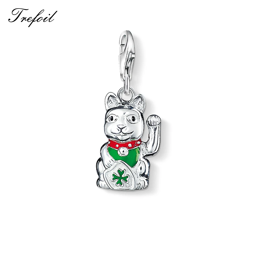 Fortune Cat Маленькая кошка фортуна Pet Paw амулет в виде терьера кулон, ювелирное изделие 925 пробы серебряный милый женский подарок для женщин мужчин подходит браслет ожерелье - Окраска металла: Fortune Cat