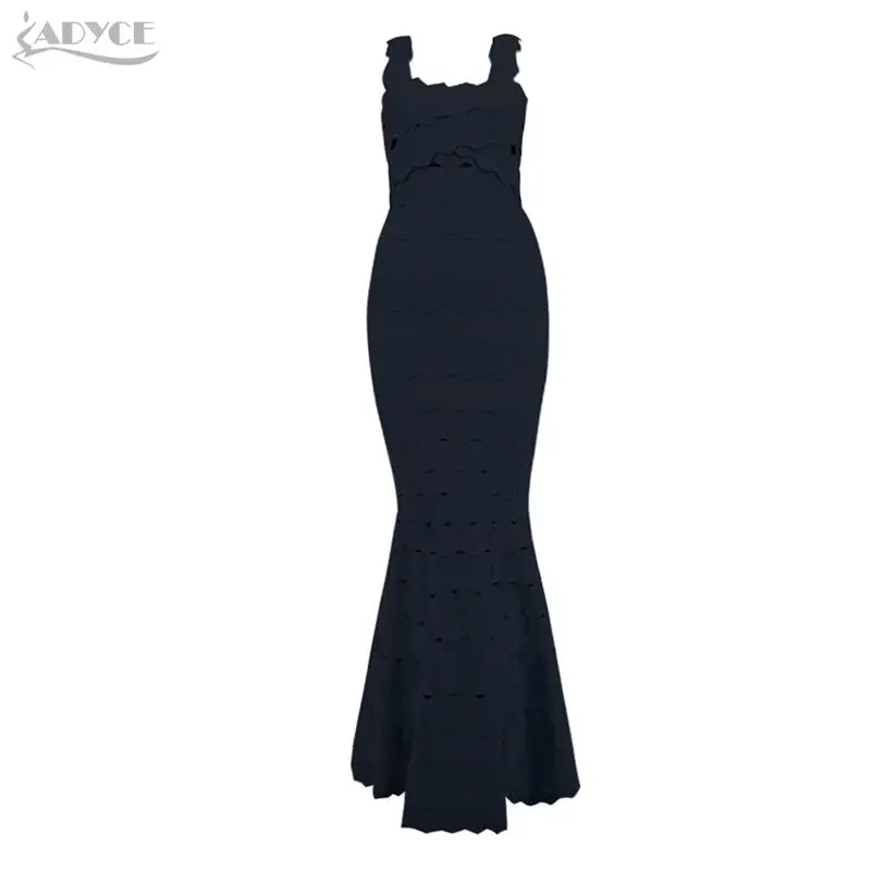 Черный Adyce Новое поступление сексуальное длинное Бандажное платье Vestidos Ночная Вечеринка Спагетти ремень знаменитостей платья для вечеринок женское Макси платье - Цвет: Черный