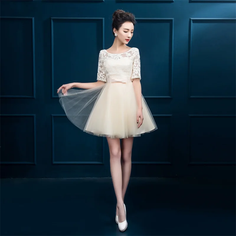 Новые короткие вечерние платья с коротким рукавом для невесты Гламурное бальное
