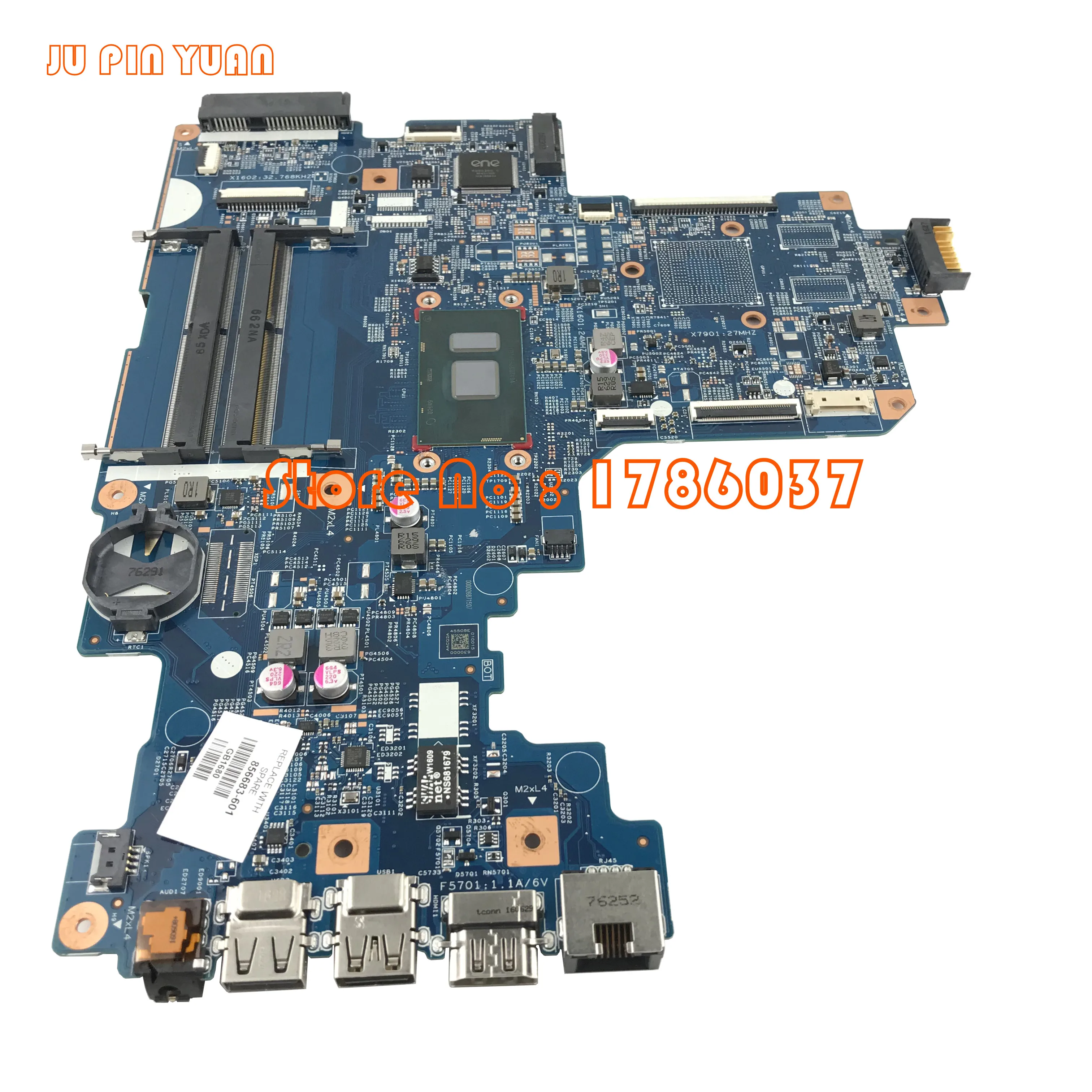 Ju pin yuan 856683-601 856683-501 448.08E01.0021 для hp notebook 17-X series Материнская плата с i3-6100U ЦП полностью протестирована