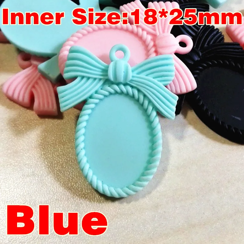 12 шт. овальная оправа с плоской задней поверхностью голубой/розовый/черный из