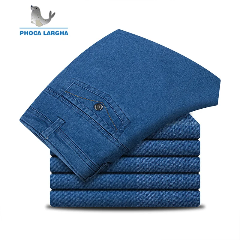 Новинка 2019 летние мужские тонкие легкие джинсы деловые повседневные Стрейчевые