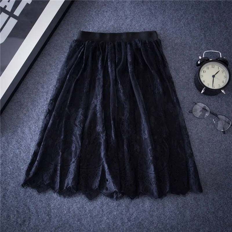 Женская кружевная юбка-карандаш однотонная повседневная элегантная Черная |