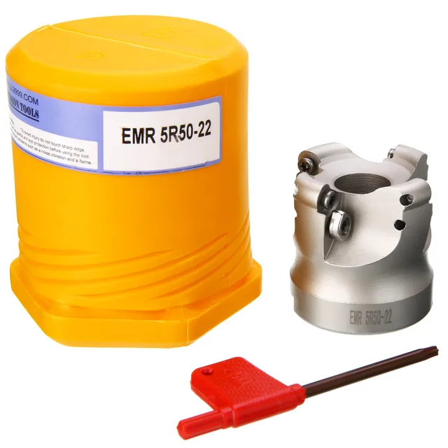 

1pc 4 Flute EMR 5R 50-22 4T EMR round dowel Face Milling Cutter Milling Tool with T15 Wrench For Heavy Cutting Tool