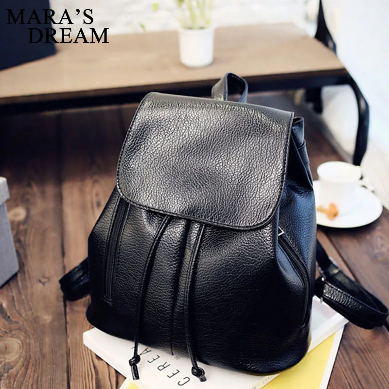 Женский рюкзак Mara's Dream из мягкой искусственной кожи Mochila черный школьный с