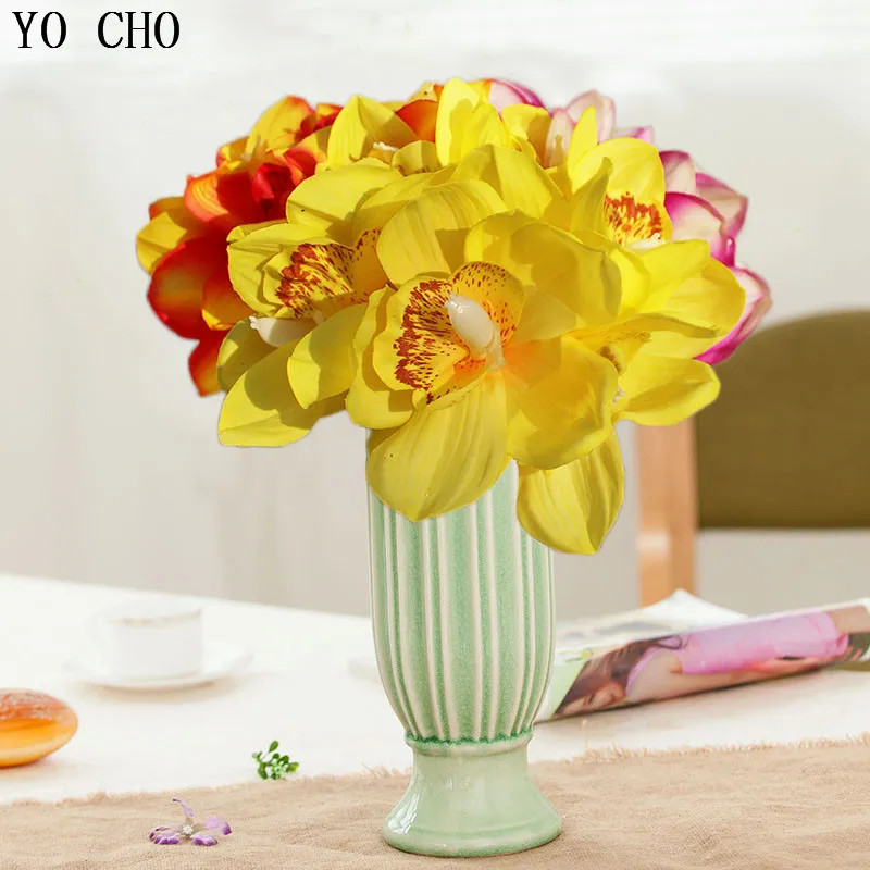 Искусственный латекс 6 головок декоративная шелковая вуаль для свадьбы букет