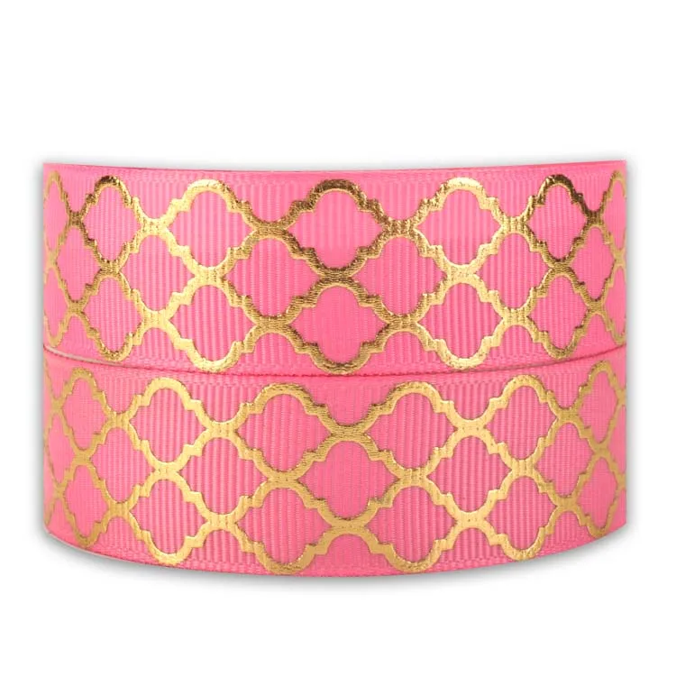 7/8&quot22mm New Gold foil diamond pattern printed grosgrain ribbon Free shipping | Дом и сад