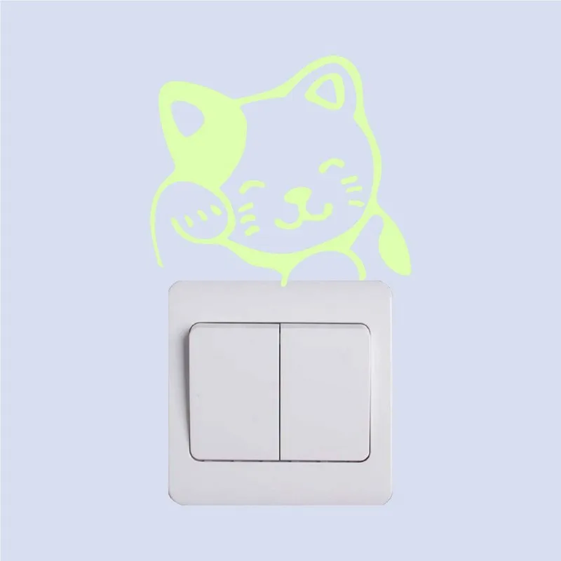 Мультяшный милый кот светится в темноте Переключатель стикер детские комнаты DIY