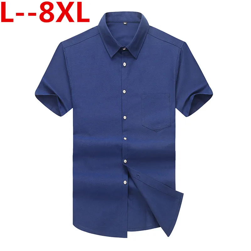 8XL 6XL 5XL летняя новая мужская рубашка брендовая роскошная мужская хлопковая рубашка с коротким рукавом рубашка кардиган рубашка мужская одежда - Цвет: 1