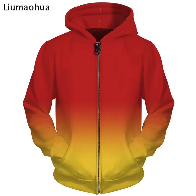 Liumaohua бренд 3d толстовки градиент одноцветные кофты с капюшоном толстовк на