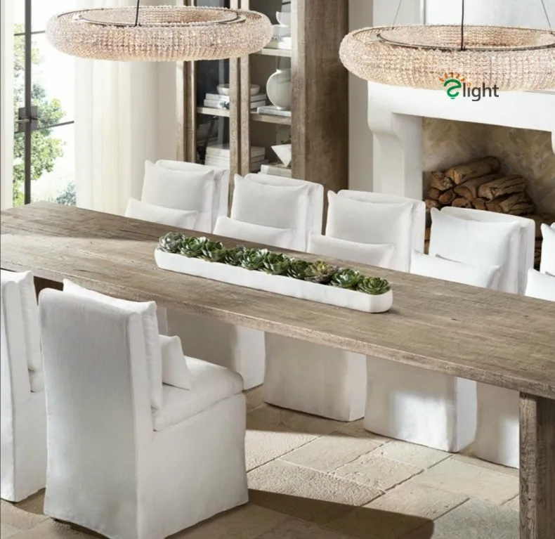 Американский RH Crystal Lustre De Cristal светодиодный круглый подвесной светильник K9 кристалл Лофт Ресторан минимализм шнур подвесной светильник